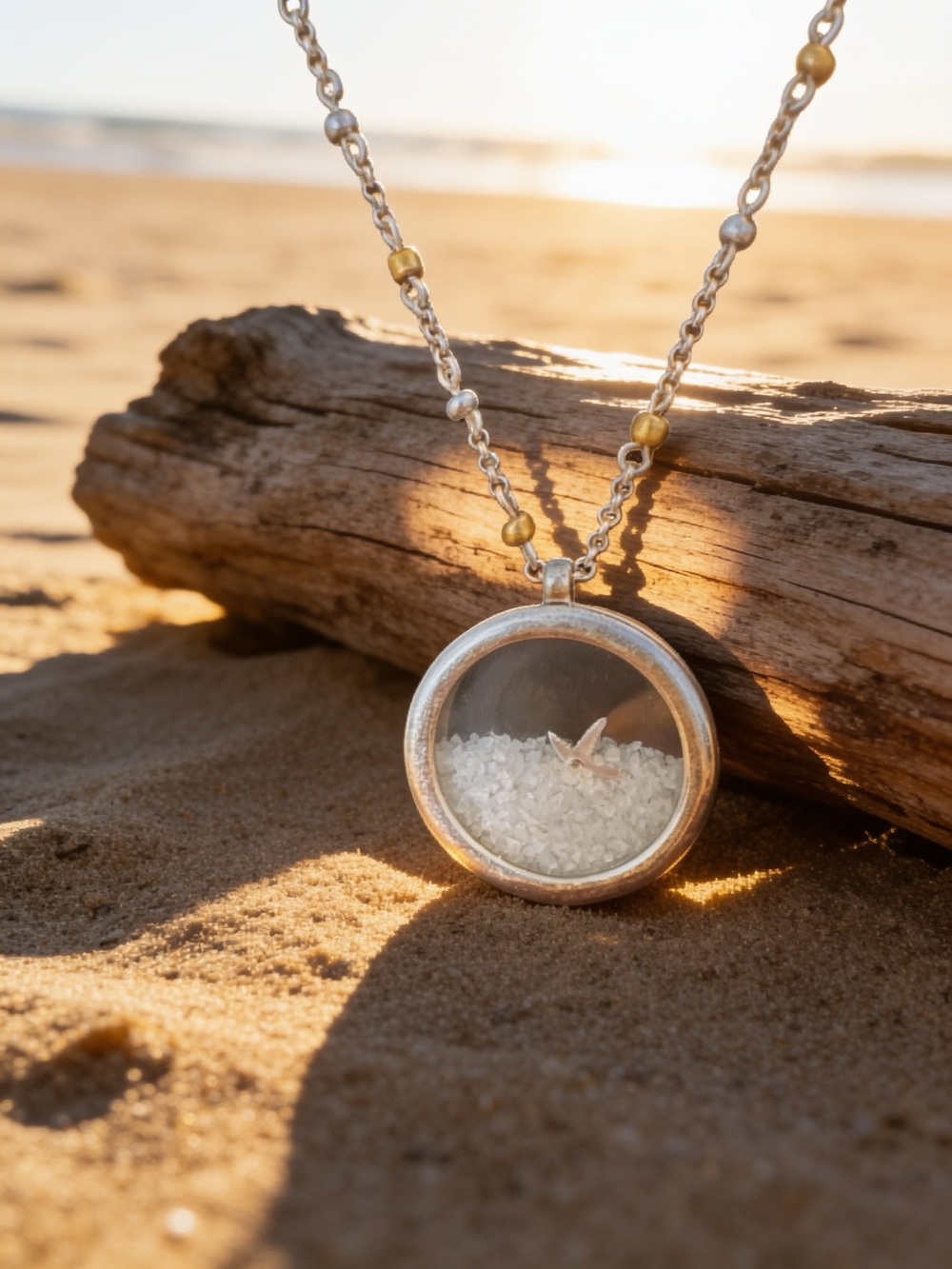 Silver Butterfly Locket Necklace with Crystal Accent - Picture 2 of 2